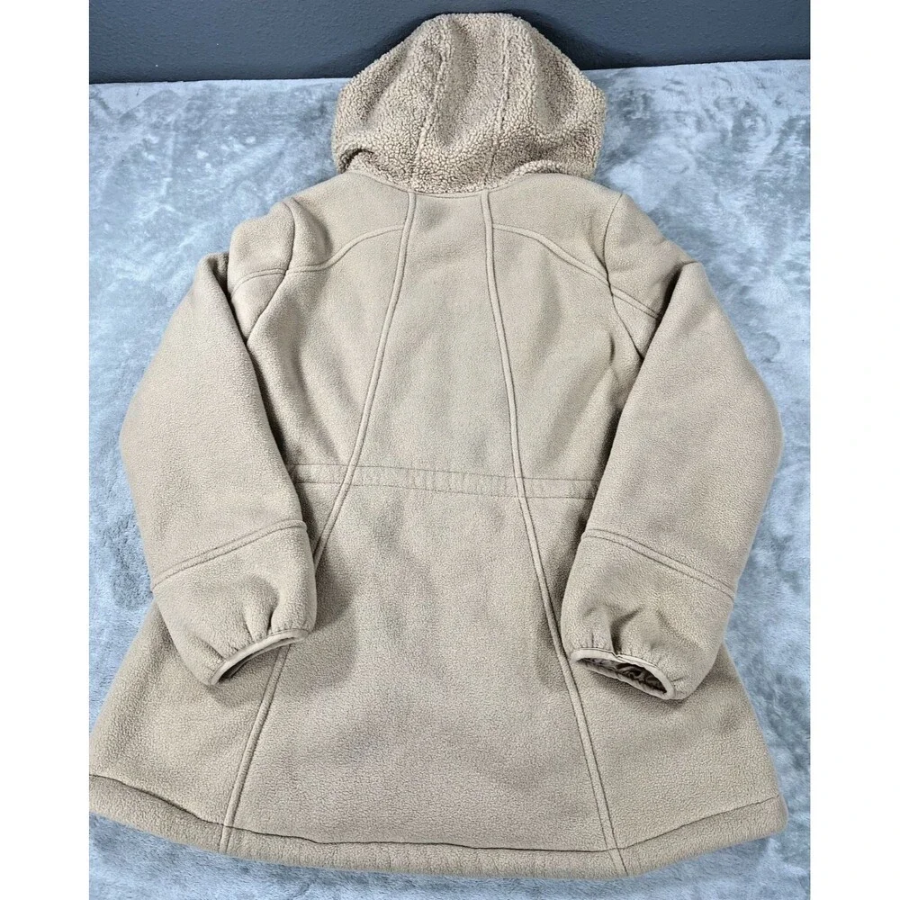 Koolaburra by UGG Womens Bonded Fleece Cinch Waist Hooded Jacket Tan M